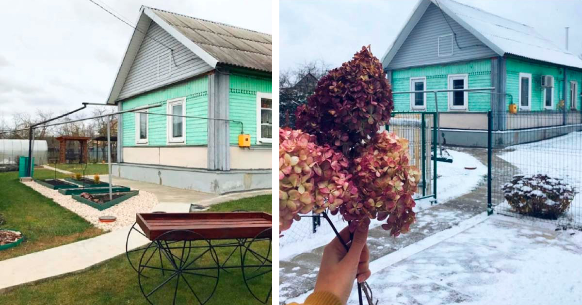 La joven familia se mudó a la casa de la abuela. Renovaron la casa y la convirtieron en un lugar acogedor y hermoso